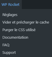 Menu WP Rocket