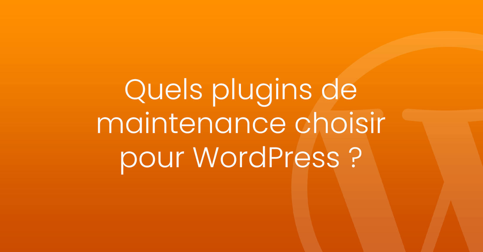 Choix plugins maintenance WordPress