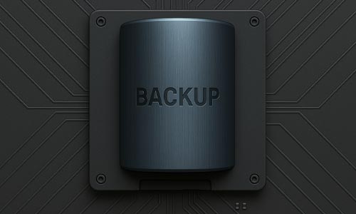 Disque dur avec la mention 'Backup'.