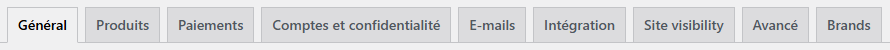 Menu d'onglets de navigation du site web.