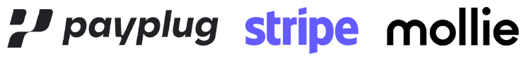Logos de trois marques cotées en bourse.