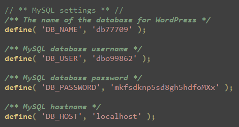 Configuration MySQL pour WordPress avec identifiants