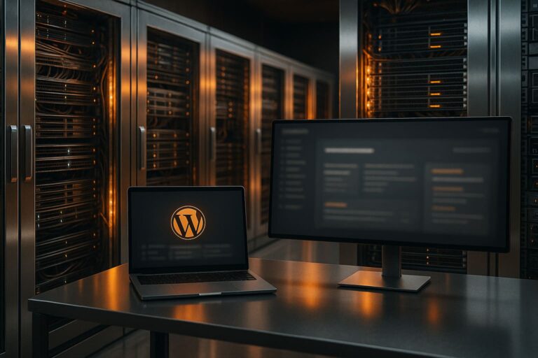 Benchmark 2025 des meilleurs hébergeurs WordPress en France salle serveur high-tech