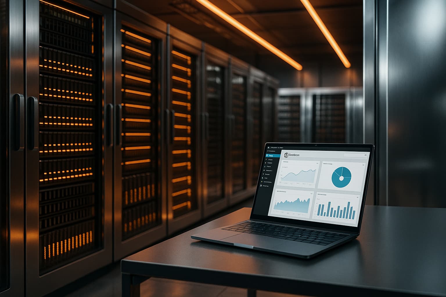 Hébergement WooCommerce haute performance chez WP Trigone avec serveurs NVMe et éclairage LED orange
